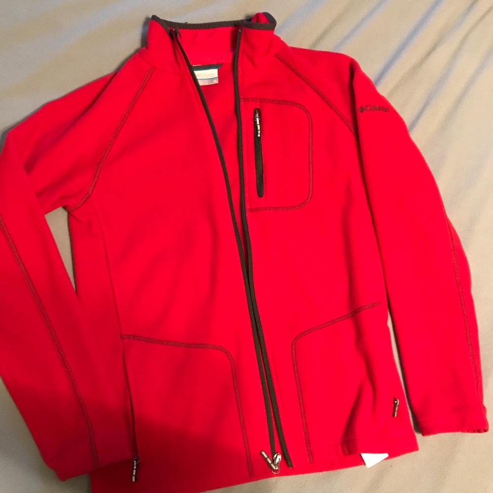 Boys xl xlarge Columbia red zip fleece coat jacket